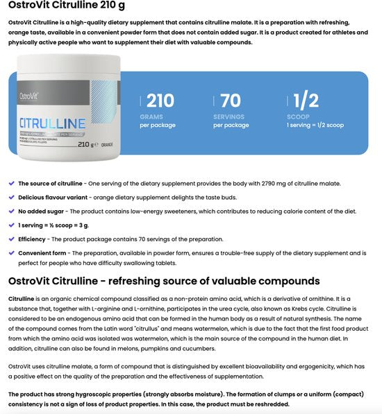 OstroVit Citrulline 210 g